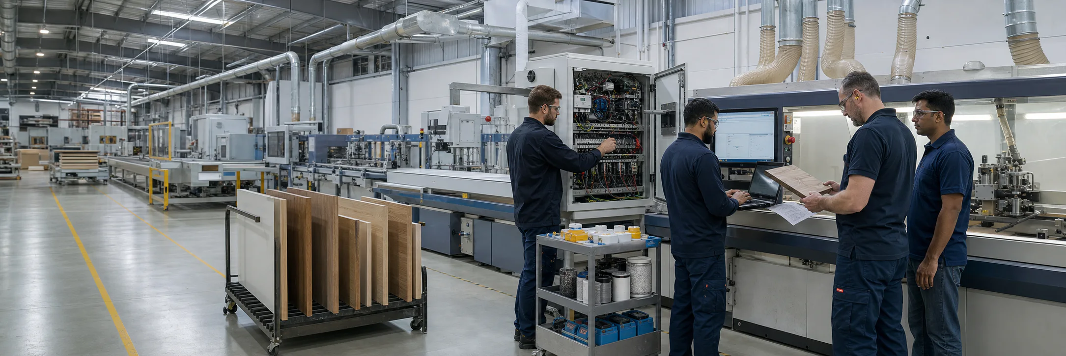 Conceptual production-line commissioning visual